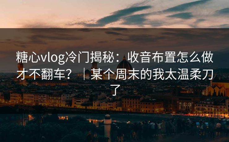 糖心vlog冷门揭秘：收音布置怎么做才不翻车？｜某个周末的我太温柔刀了